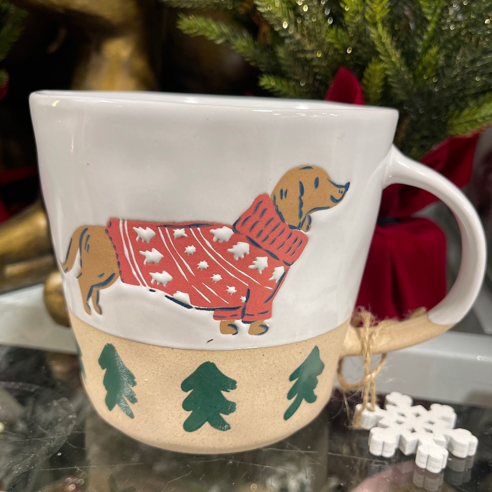 Christmas Dachshund Dog in Holiday Sweater Ceramic Coffee Mug NWT